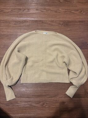 Fashion Nova Beige Balloon Sleeve Ribbed Sweater